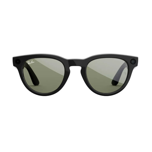 Ray-Ban Meta (Gen 2), Headliner Low Bridge Fit, Shiny Black | Smart AI Glasses for Men, Women - Camera, Video Recording - Green Lenses - Sunglasses
