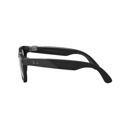 Ray-Ban Meta (Gen 2), Headliner Low Bridge Fit, Shiny Black | Smart AI Glasses for Men, Women - Camera, Video Recording - Green Lenses - Sunglasses