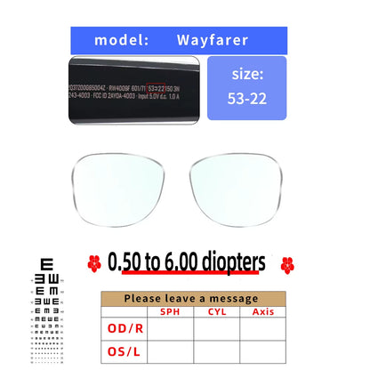 For Ray Ban Meta Smart Glasses Wayfrer, Headlined, Skyler Custom Myopia, Astigmatism, anti Blue Light AR Glasses Lenses