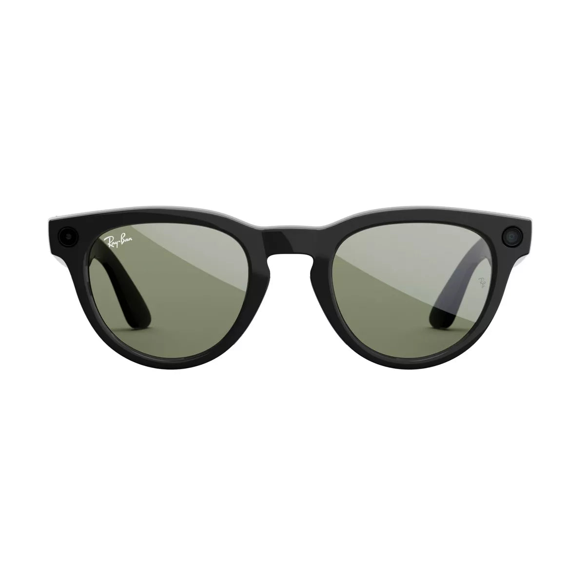 Ray-Ban Meta (Gen 2), Headliner Low Bridge Fit, Shiny Black | Smart AI Glasses for Men, Women - Camera, Video Recording - Green Lenses - Sunglasses