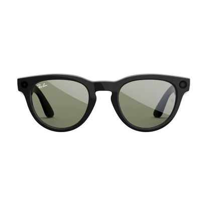 Ray-Ban Meta (Gen 2), Headliner Low Bridge Fit, Shiny Black | Smart AI Glasses for Men, Women - Camera, Video Recording - Green Lenses - Sunglasses
