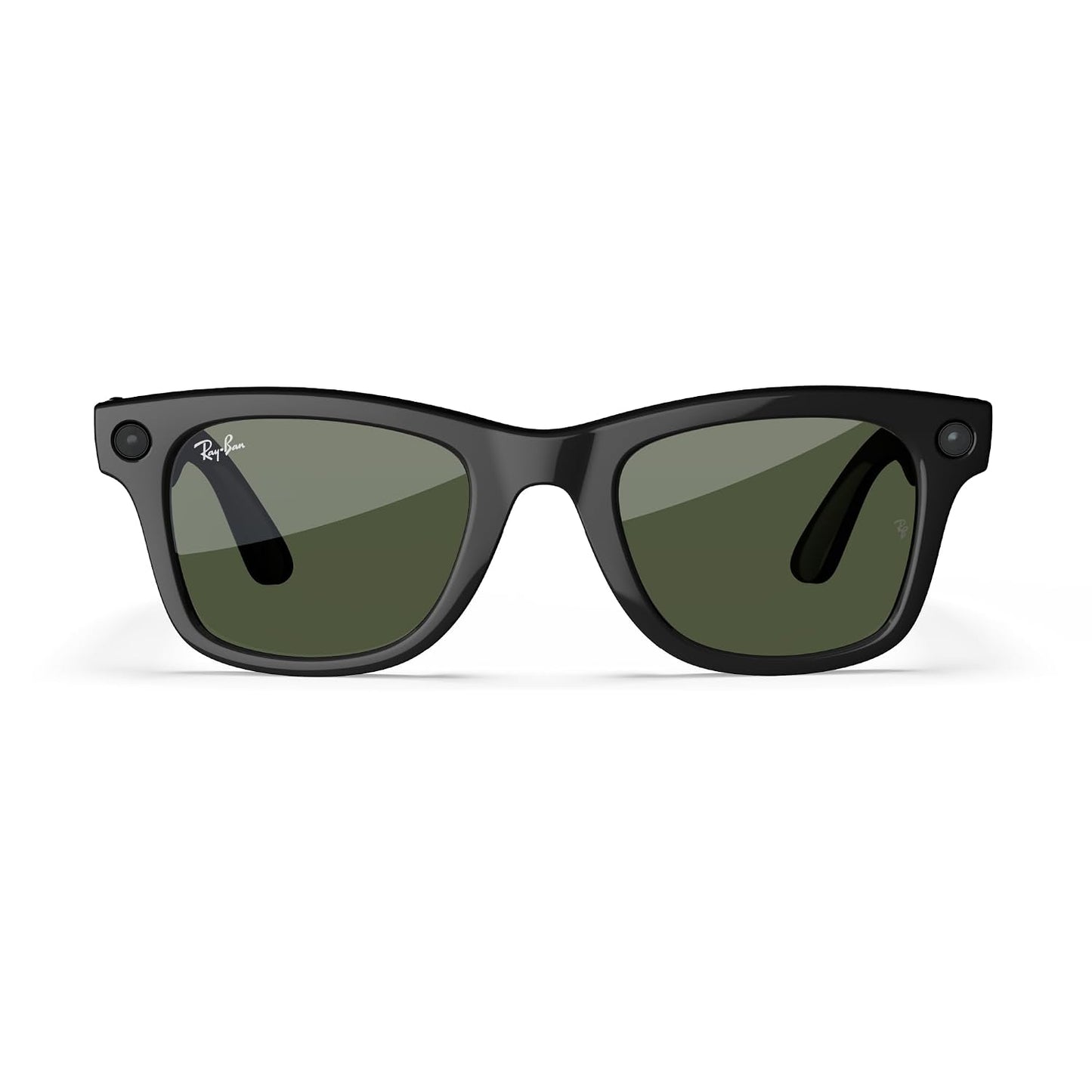 Ray-Ban Meta (Gen 1), Wayfarer, Shiny Black | Smart AI Glasses for Men, Women — 12 MP Ultra-Wide Camera, Open-Ear Speakers for Audio, Video Recording and Bluetooth — Green Lenses — Sunglasses
