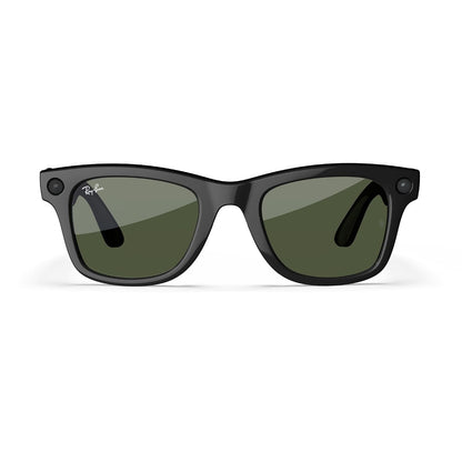 Ray-Ban Meta (Gen 1), Wayfarer, Shiny Black | Smart AI Glasses for Men, Women — 12 MP Ultra-Wide Camera, Open-Ear Speakers for Audio, Video Recording and Bluetooth — Green Lenses — Sunglasses