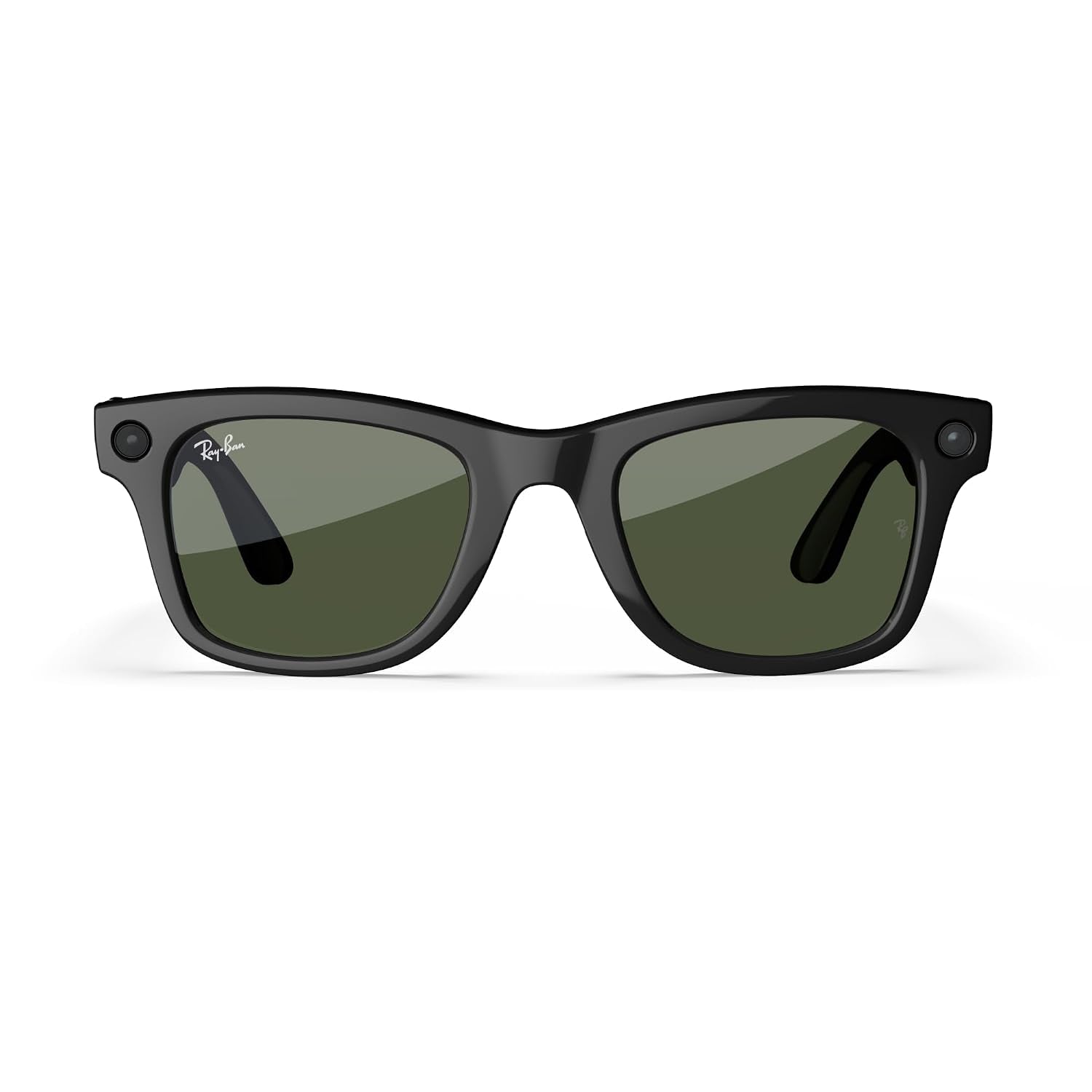 Ray-Ban Meta (Gen 1), Wayfarer Large, Shiny Black | Smart AI Glasses for Men, Women — 12 MP Ultra-Wide Camera, Open-Ear Audio, Video Recording, Bluetooth — Green Lenses — Sunglasses | 12 MP Ultra-Wide Camera, Open-Ear Audio, Video Recording, Bluetooth, Green Lenses