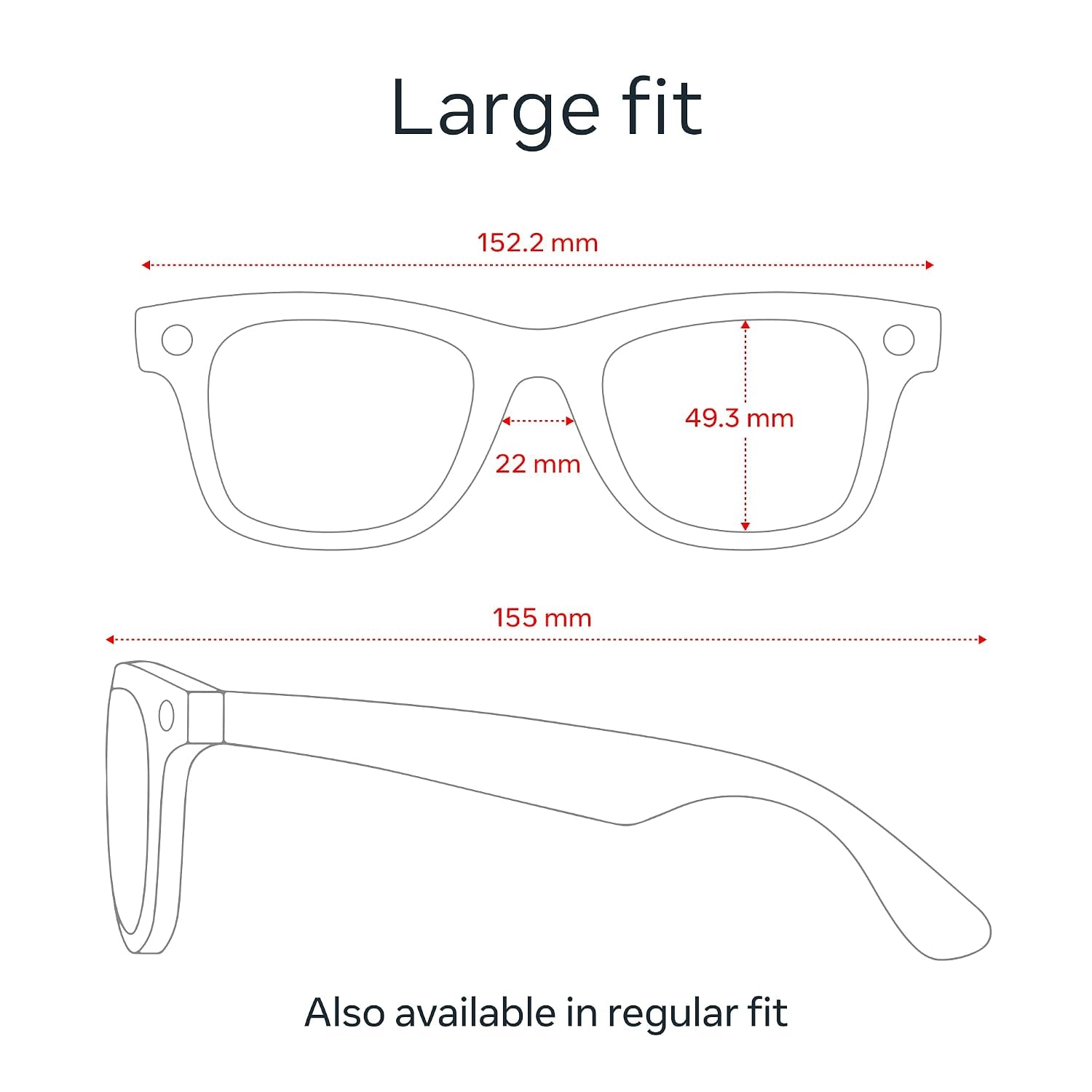 Ray-Ban Meta (Gen 1), Wayfarer Large, Shiny Black | Smart AI Glasses for Men, Women — 12 MP Ultra-Wide Camera, Open-Ear Audio, Video Recording, Bluetooth — Clear Lenses — Wearable Technology