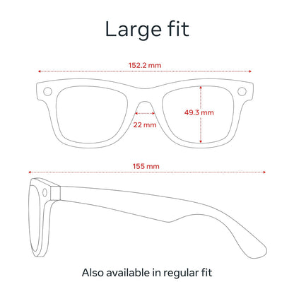Ray-Ban Meta (Gen 1), Wayfarer Large, Shiny Black | Smart AI Glasses for Men, Women — 12 MP Ultra-Wide Camera, Open-Ear Audio, Video Recording, Bluetooth — Clear Lenses — Wearable Technology