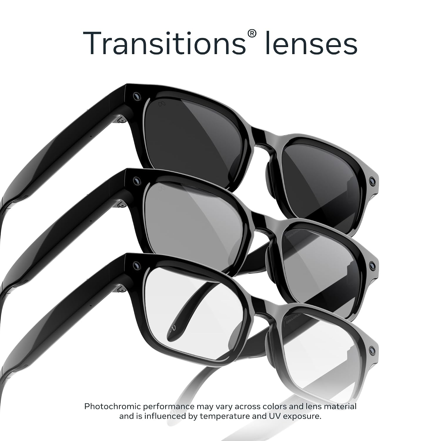 Meta Adventurer Classic Black | Smart AI Glasses for Women, Men AI, 12MP Camera, Live Translate — 3K HD Resolution — 8+ Hour Battery — Range of Sizes — Transitions® Grey Lenses