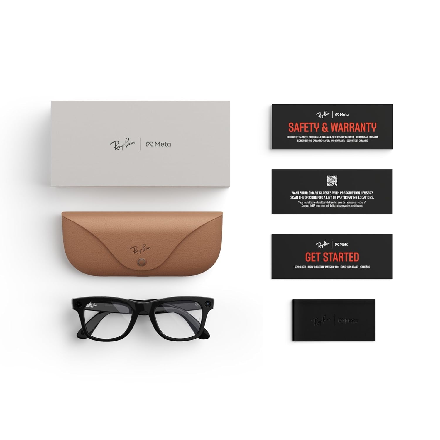 Ray-Ban Meta (Gen 1), Wayfarer Large, Shiny Black | Smart AI Glasses for Men, Women — 12 MP Ultra-Wide Camera, Open-Ear Audio, Video Recording, Bluetooth — Clear Lenses — Wearable Technology