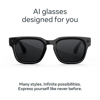 Meta Fury Classic Black | Smart AI Glasses for Women, Men — Meta AI, 12MP Camera, Live Translate — 3K HD Resolution — 8+ Hour Battery — Polarized Grey Lenses