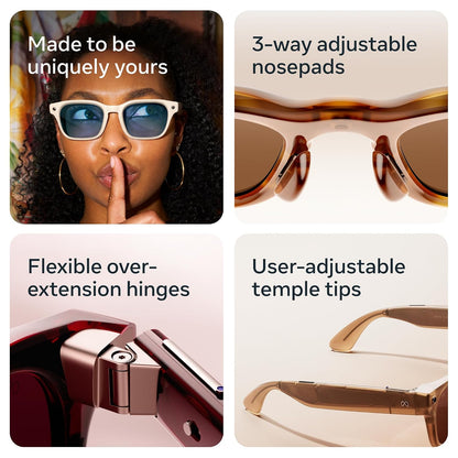 Meta Adventurer Classic Black | Smart AI Glasses for Women, Men AI, 12MP Camera, Live Translate — 3K HD Resolution — 8+ Hour Battery — Range of Sizes — Clear Lenses
