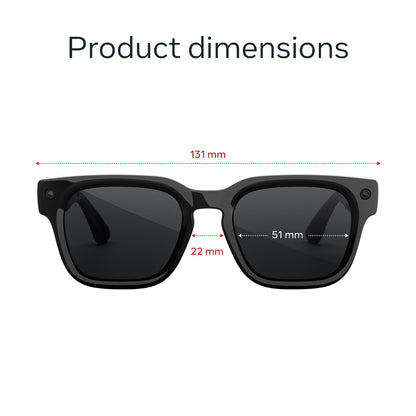 Meta Fury Classic Black | Smart AI Glasses for Women, Men — Meta AI, 12MP Camera, Live Translate — 3K HD Resolution — 8+ Hour Battery — Polarized Grey Lenses