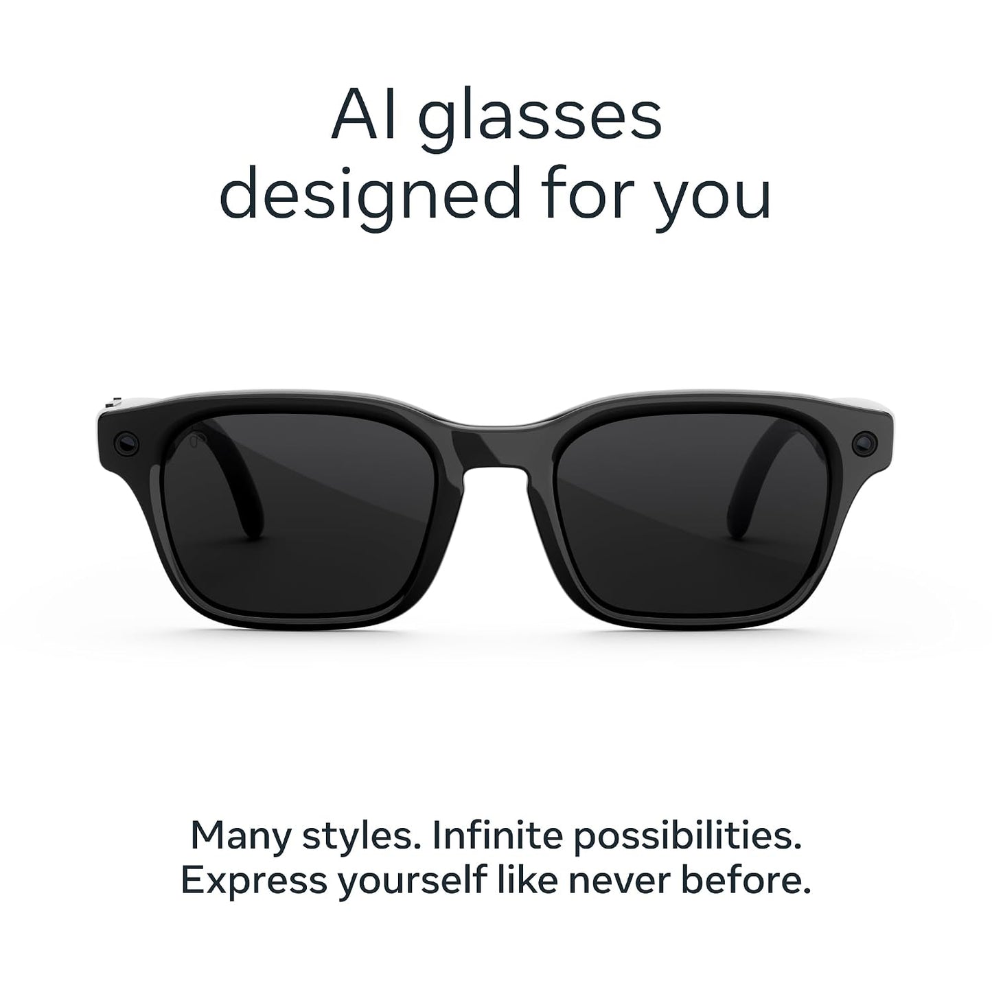 Meta Adventurer Classic Black | Smart AI Glasses for Women, Men AI, 12MP Camera, Live Translate — 3K HD Resolution — 8+ Hour Battery — Range of Sizes — Transitions® Grey Lenses