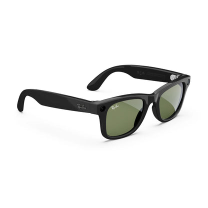 Ray-Ban  (Gen 1), Wayfarer Large, Shiny Black, Green Lenses | Smart AI Glasses