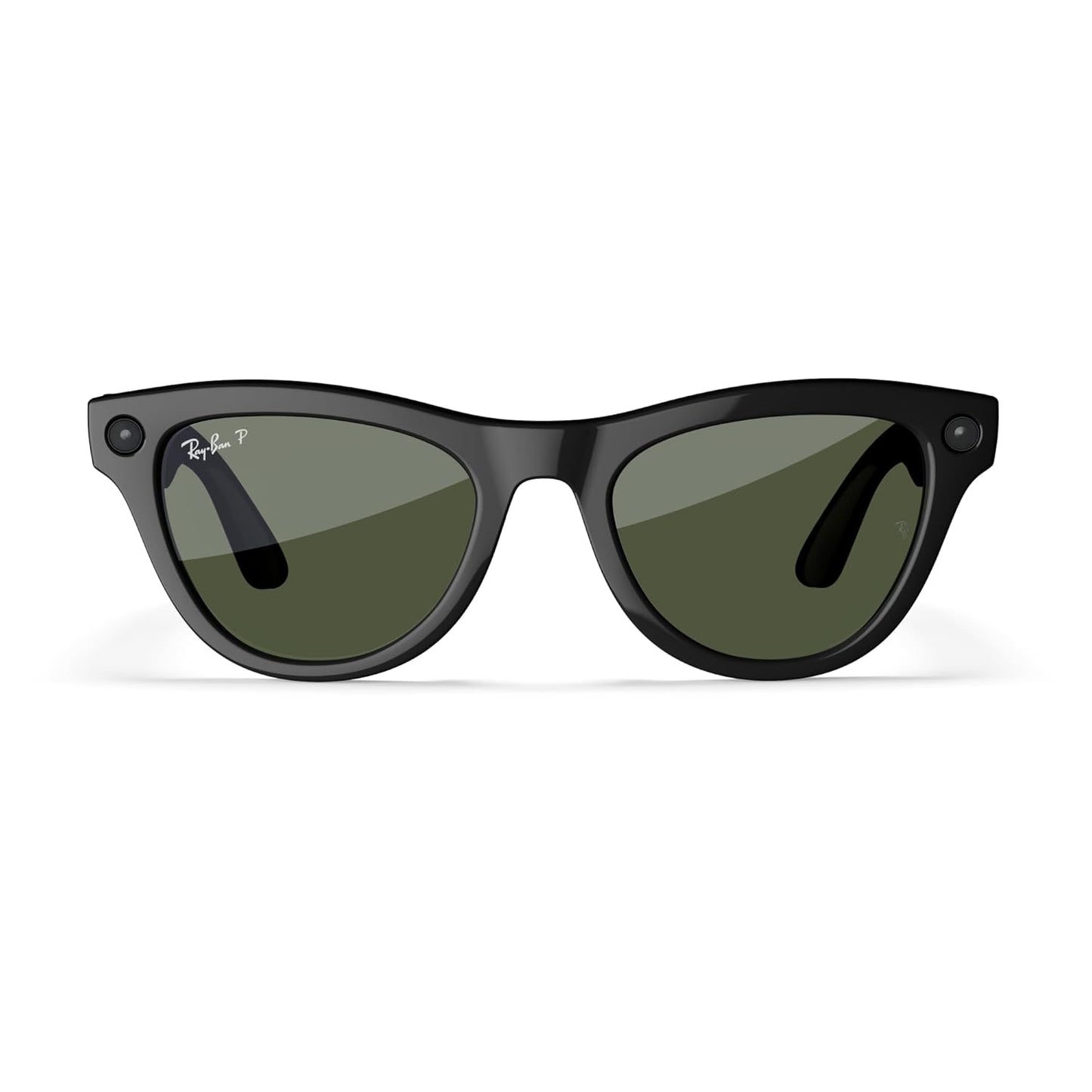 Meta Ray-Ban (Gen 1), Skyler, Shiny Black | Smart AI Glasses for Men, Women — 12 MP Camera, Open-Ear Speakers for Audio, Video Recording and Bluetooth — Polarized Green Lenses — Wearable Technology