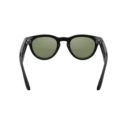 Ray-Ban Meta (Gen 2), Headliner Low Bridge Fit, Shiny Black | Smart AI Glasses for Men, Women - Camera, Video Recording - Green Lenses - Sunglasses
