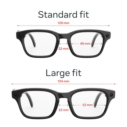 Meta Adventurer Classic Black | Smart AI Glasses for Women, Men AI, 12MP Camera, Live Translate — 3K HD Resolution — 8+ Hour Battery — Range of Sizes — Clear Lenses