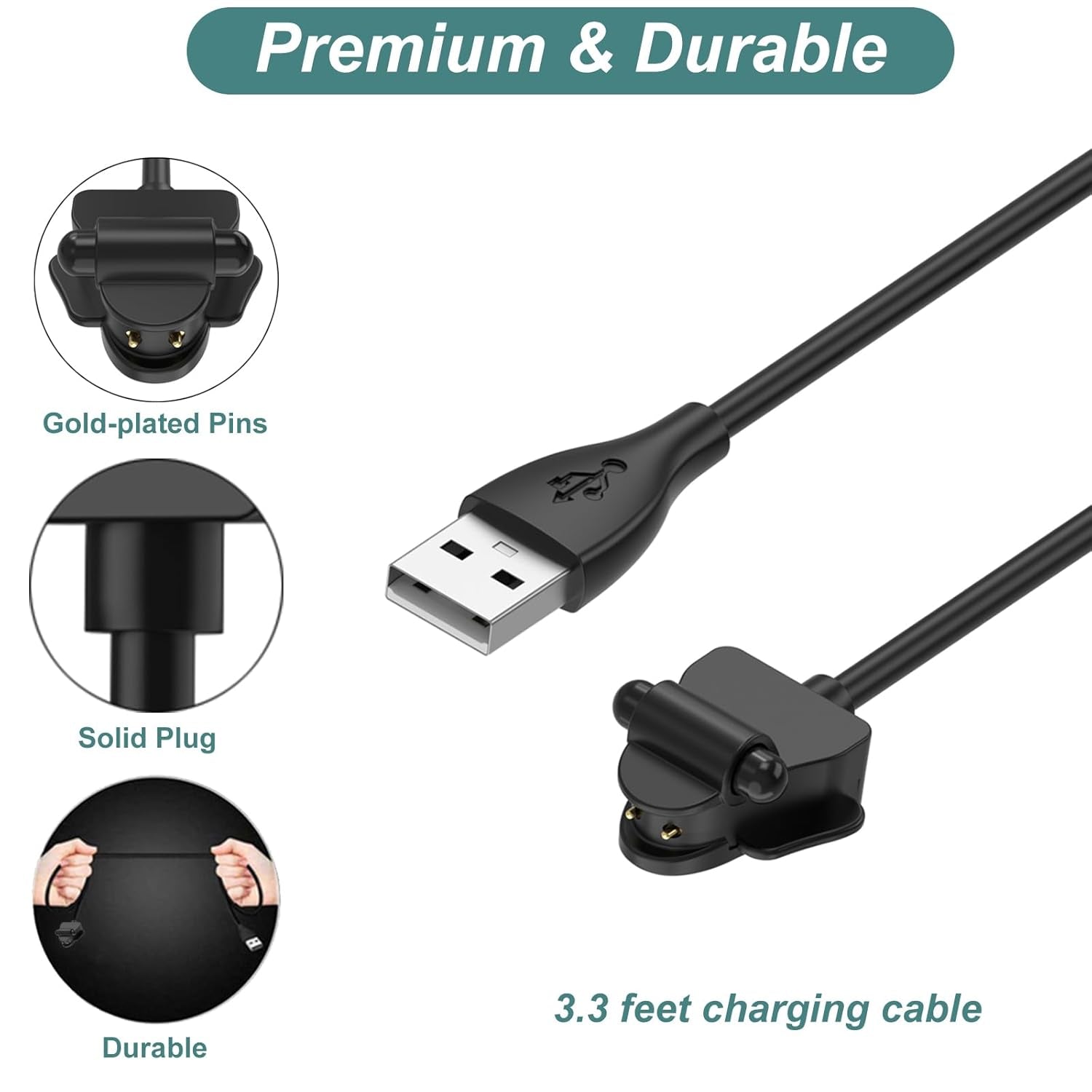 Charging Cable for Ray-Ban Meta Gen 2&1 Smart Glasses (Wayfarer/Skyler) | Replacement USB Charger Cable Accessories for Rayban Mete AI Glasses (3.3Ft/1M)
