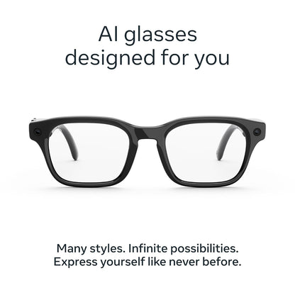 Meta Adventurer Classic Black | Smart AI Glasses for Women, Men AI, 12MP Camera, Live Translate — 3K HD Resolution — 8+ Hour Battery — Range of Sizes — Clear Lenses
