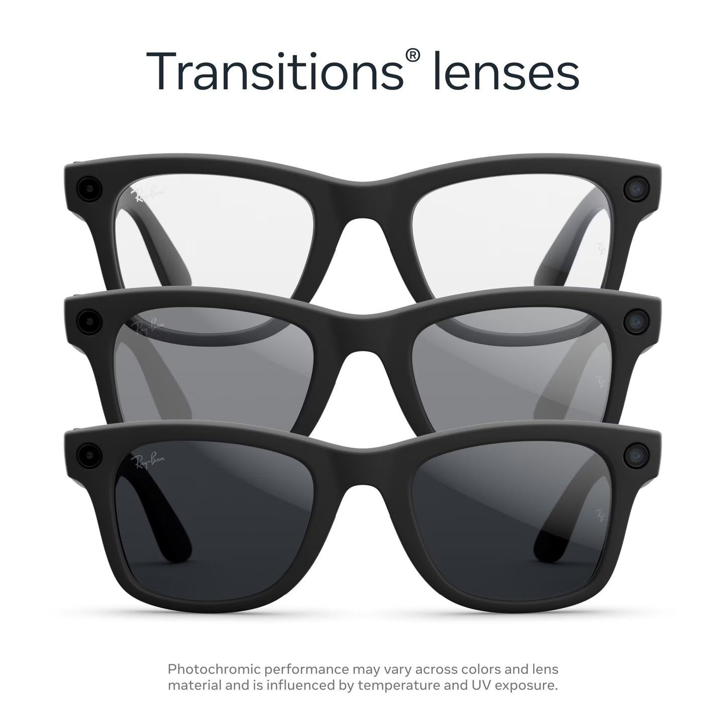 Ray-Ban  (Gen 2), Wayfarer Large, Matte Black, Transitions® Grey Lenses | Smart AI Glasses
