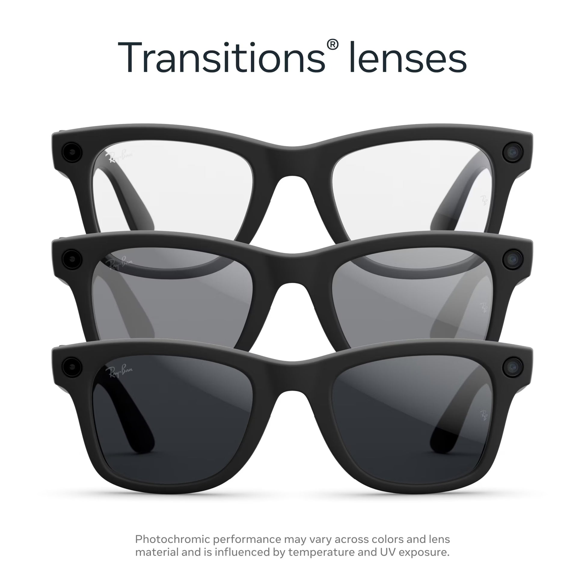 Ray-Ban  (Gen 2), Wayfarer Large, Matte Black, Transitions® Grey Lenses | Smart AI Glasses