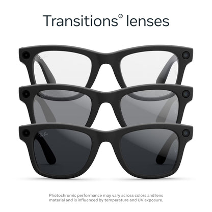 Ray-Ban  (Gen 2), Wayfarer Large, Matte Black, Transitions® Grey Lenses | Smart AI Glasses