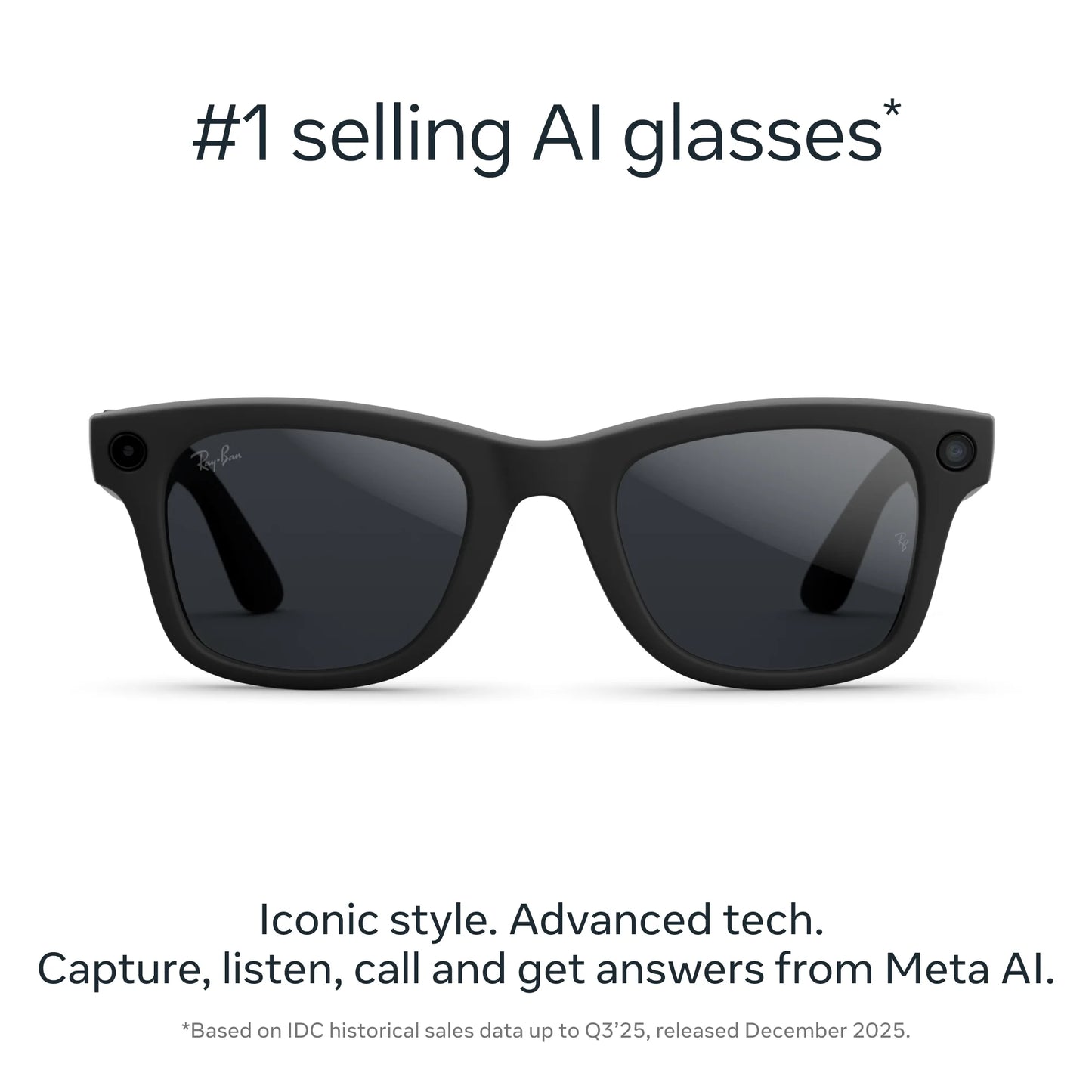 Ray-Ban  (Gen 2), Wayfarer Large, Matte Black, Transitions® Grey Lenses | Smart AI Glasses