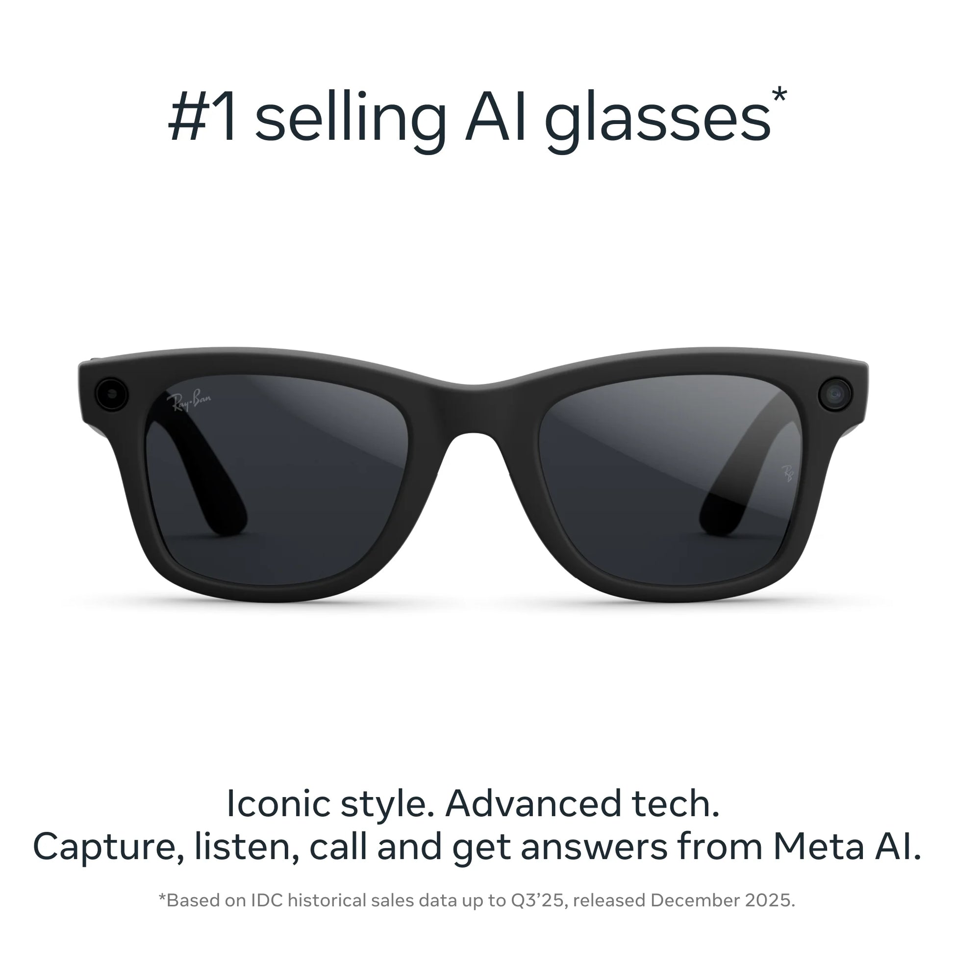 Ray-Ban  (Gen 2), Wayfarer Large, Matte Black, Transitions® Grey Lenses | Smart AI Glasses