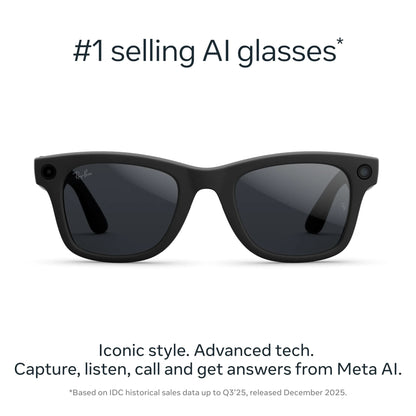 Ray-Ban  (Gen 2), Wayfarer Large, Matte Black, Transitions® Grey Lenses | Smart AI Glasses
