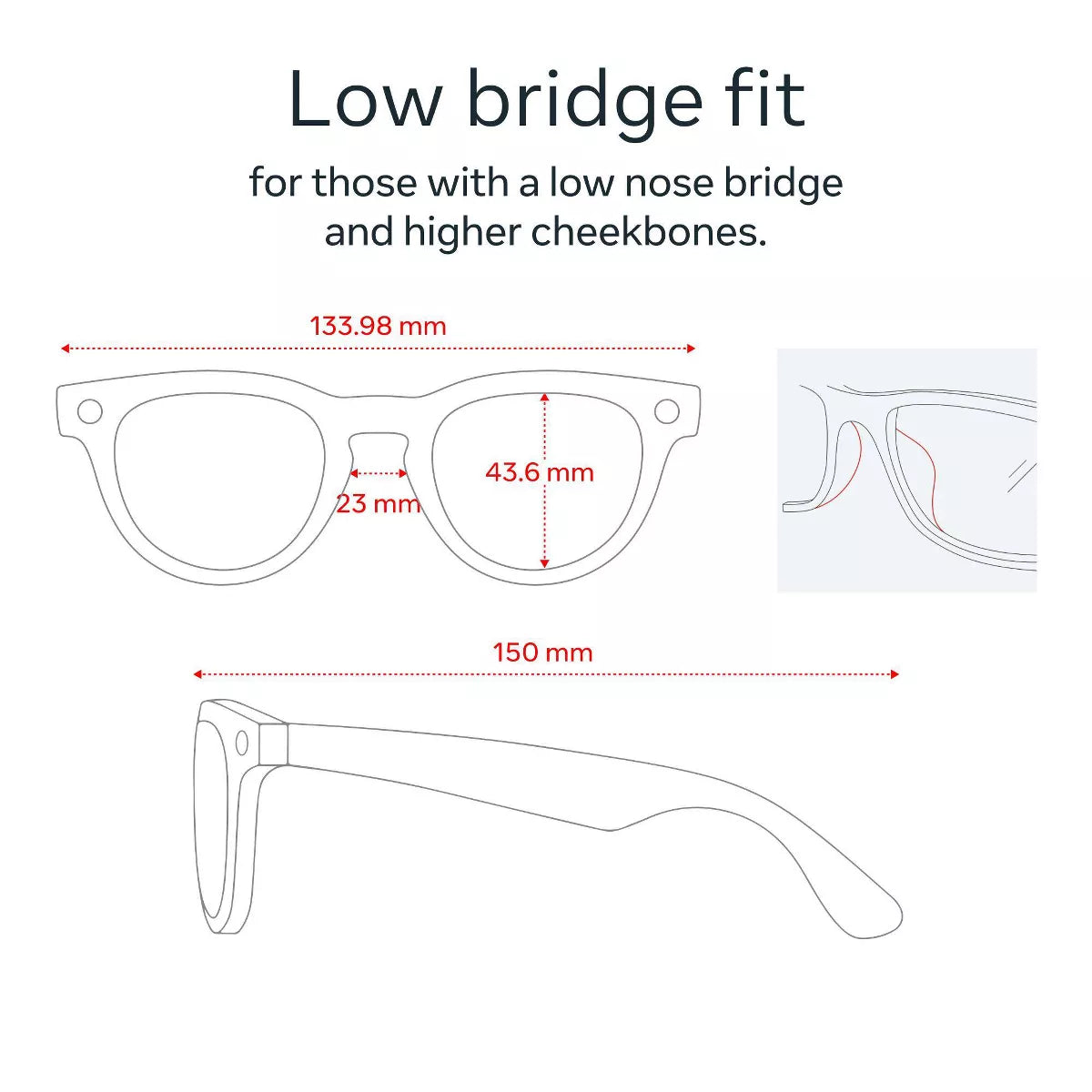 Ray-Ban Meta (Gen 2), Headliner Low Bridge Fit, Shiny Black | Smart AI Glasses for Men, Women - Camera, Video Recording - Green Lenses - Sunglasses