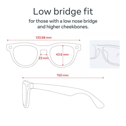 Ray-Ban Meta (Gen 2), Headliner Low Bridge Fit, Shiny Black | Smart AI Glasses for Men, Women - Camera, Video Recording - Green Lenses - Sunglasses